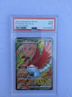 2025 POKEMON DRI EN-DESTINED RIVALS ULTRA RARE #209 ETHAN'S HO-OH EX PSA 9 - Image 1