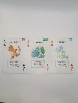Pokemon 1998 Green Poker Deck Charmander Squirtle Bulbasaur Aces - Image 1