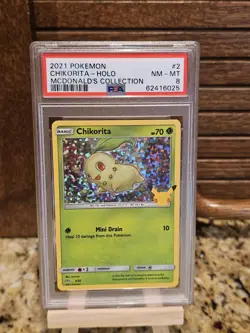 Pokemon McDonald's 25th Anniversary Chikorita 002/025 Holo Promo PSA 8 EN - Image 1
