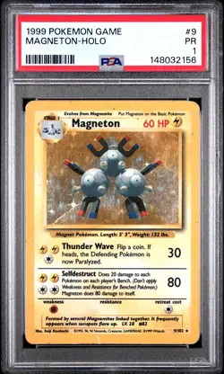 1999 POKEMON GAME #9 MAGNETON-HOLO PSA 1 - Image 1