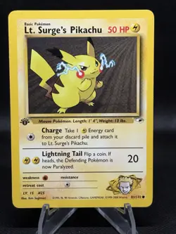 Pokemon Lt. Surge's Pikachu Gym Heroes 1st Edition 81/132 Common 50 HP - Image 1