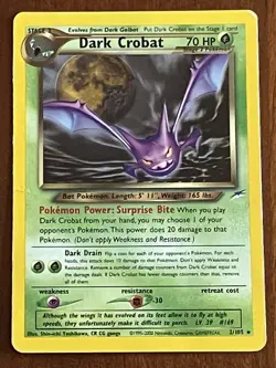 Dark Crobat 2/105 Holo Rare Neo Destiny Unlimited with Swirl Pokemon TCG - Image 1