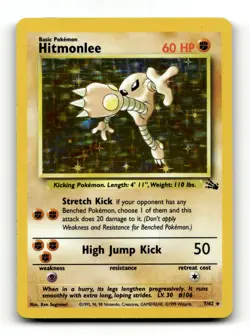Fossil #07/62 Hitmonlee (7) Holo Rare,Holo Pokemon - Image 1