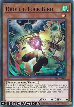 YUGIOH RA02-EN006 Droll & Lock Bird (alternate art) Super Rare 1st Edition NM - Image 1