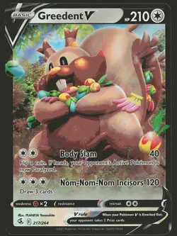 SWSH08: Fusion Strike Greedent V #217/264 Ultra Rare Pokemon Card - Image 1