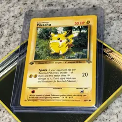 1st Edition Pikachu HP 60/64 | Jungle Set WOTC | Vintage Pokemon TCG Card DMG - Image 1