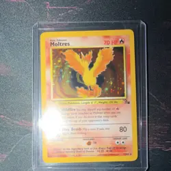 Pokemon Moltres 12/62 Fossil Holo Rare Unlimited Basic 70 HP Card - Image 1