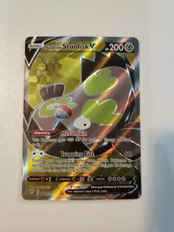 Galarian Stunfisk V - 184/189 - Pokemon Darkness Ablaze Sword Shield Full Art NM - Image 1