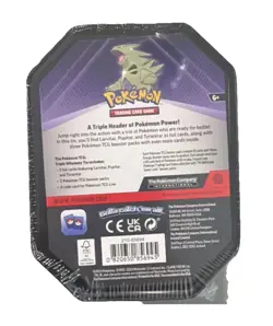 Pokemon Triple Whammy Tin 2024 Tyranitar Larvitar Pupitar Trading Card Game - Image 3