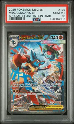 2025 POKEMON MEG EN-MEGA EVOLUTION #179 MEGA LUCARIO EX PSA 10 - Image 1