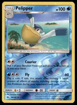 Pelipper 38/149 Uncommon SM Base Set Pokemon Reverse Holo Moderately Played - Image 1
