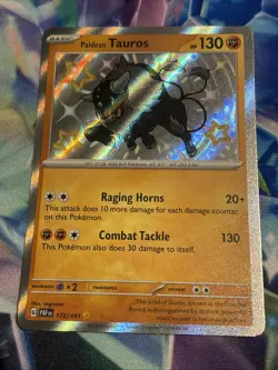 Pokemon TCG Paldean Tauros 172/091 Shiny Rare Paldean Fates NM/M - Image 1