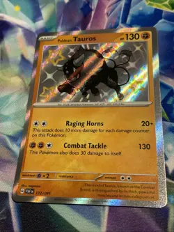 Pokemon TCG Paldean Tauros 172/091 Shiny Rare Paldean Fates NM/M - Image 2