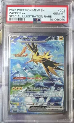Pokemon Zapdos ex #202 Scarlet & Violet 151 Special Illustration Rare PSA 10 - Image 1