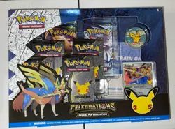 Pokemon TCG Celebrations Deluxe Pin Collection Box Zacian Lv X Pikachu Sealed 820650809422 - Image 1