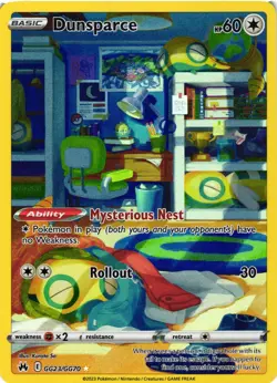Pokemon TCG Dunsparce Crown Zenith: GG23/GG70 Holo Rare NM - Image 1