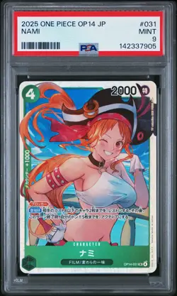2025 One Piece Japanese Op14-The Azure Sea's Seven Nami PSA 9 #031 - Image 1