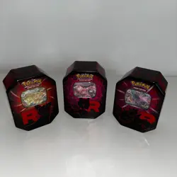 Pokemon TCG: Team Rocket Tin Set of 3 - Mewtwo ex, Nidoking, Persian *No Packs* - Image 1
