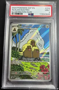 Pokemon Alolan Dugtrio 208/191 Illustration Rare Sv08 Surging Sparks PSA 9 Holo - Image 1