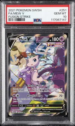 2021 POKEMON SWORD & SHIELD FUSION STRIKE #251 FULL ART/MEW V PSA 10 - Image 1
