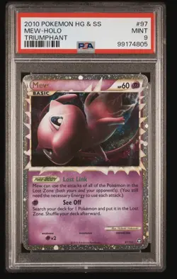 2010 POKEMON HEARTGOLD & SOULSILVER TRIUMPHANT #97 MEW-HOLO PSA 9 - Image 1
