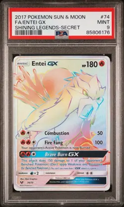 Pokemon Entei GX (Secret) 74/73 Shining Legends Holo PSA 9 - Image 1