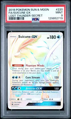 Pokemon Suicune GX (Secret) 220/214 Sm-Lost Thunder Holo PSA 9 - Image 1