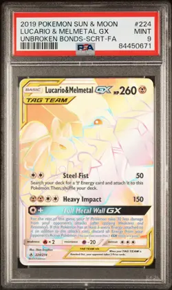 Pokemon Lucario & Melmetal GX (Secret) 224/214 Sm-Unbroken Bonds Holo PSA 9 - Image 1