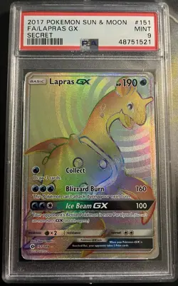 Pokemon Lapras GX (Secret) 151/149 SM Base Set Holo PSA 9 - Image 1