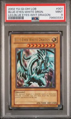 2002 YuGiOh Blue Eyes White Dragon LOB PSA 9 - Image 1