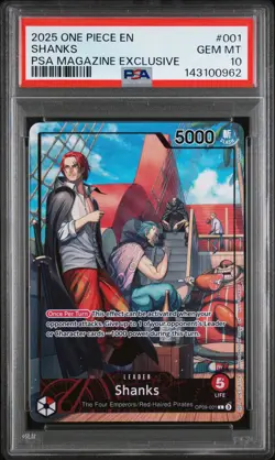 2025 ONE PIECE PROMOS PSA MAGAZINE EXCLUSIVE #001 SHANKS PSA 10 - Image 1