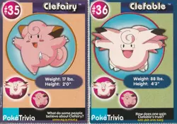 Clefairy Clefable, Evolution Set Pokemon Poketrivia Movie Cards Burger King 1999 - Image 1