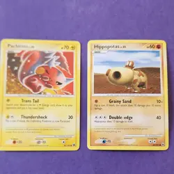 Pokemon TCG 2 Cards Pachirisu 43/100 Hippopotas 66/100 2008 English - Image 1