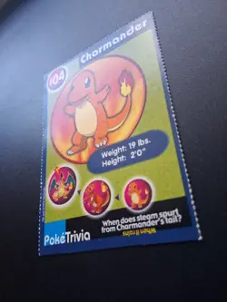 Charmander #04 Poketrivia Burger King Promo Perforated Vintage Pokemon Card - Image 2