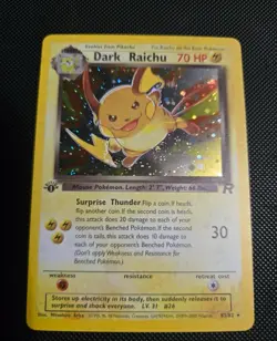 Pokemon Dark Raichu 1st Edition Holo Secret Rare Team Rocket 83/82 WOTC Card - Image 1