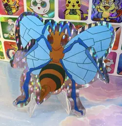 Pokemon Vintage Pocket Monsters Vending HOLO Prism Sticker 90s Nintendo Beedrill - Image 4