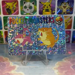 Pokemon HOLO Vintage Pocket Monsters Prism Sticker 1998 Rare Nintendo Raticate - Image 3
