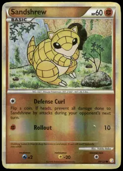 Pokemon Sandshrew Common HeartGold SoulSilver 79/123 HP Reverse Holo - Image 1
