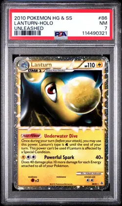 2010 POKEMON UNLEASHED LANTURN PRIME #86 ULTRA RARE PSA 7 NM #114490321 - Image 1