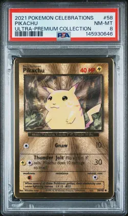 PSA 8 - 2021 Pokemon Celebrations Pikachu UPC Metal Promo #58 - Image 1