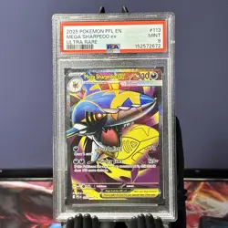 2025 POKEMON PFL EN-PHANTASMAL FLAMES ULTRA RARE #113 MEGA SHARPEDO EX PSA 9 - Image 1