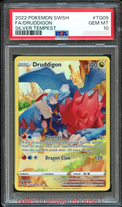 Pokemon Silver Tempest Druddigon TG09 PSA 10 - Image 1