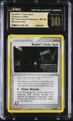 2004 EX Team Rocket Returns *Rocket's Tricky Gym* Rev Holo #90 CGC 10 PRISTINE - Image 1