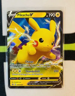PIKACHU V Full Art Shining Fates Black Star Promo SWSH061 Pokemon Card NM - Image 1