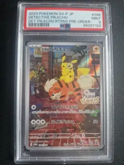PSA 9 Detective Pikachu 098/SV-P Pre-Order Promo Japanese Pokemon Card MINT - Image 1