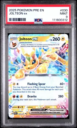 2025 POKEMON PRE EN-PRISMATIC EVOLUTIONS #030 JOLTEON EX PSA 9 - Image 1