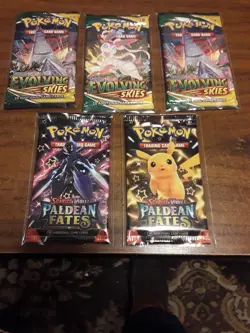 Pokemon Booster Lot .. 3 x Evolving Skies . 2 x Paldean Fates all Sealed - Image 1