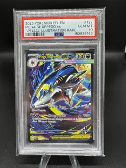 2025 POKEMON PHANTASMAL FLAMES SPECIAL ILLUSTRATION RARE MEGA SHARPEDO EX PSA 10 - Image 1