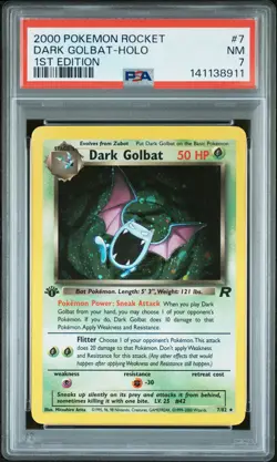 2000 POKEMON ROCKET 1ST ED #7 DARK GOLBAT-HOLO PSA 7 - Image 1