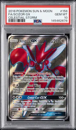 2018 POKEMON SUN & MOON CELESTIAL STORM #158 FULL ART/SCIZOR GX PSA 10 - Image 1